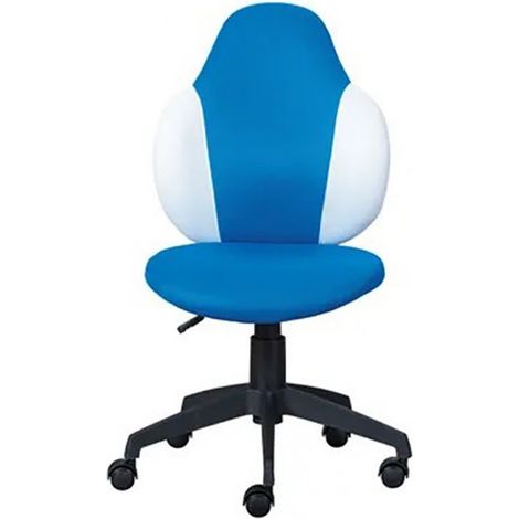 Chaise de Bureau Enfant Pivotante à Roulettes avec assise rembourrée, coloris Bleu / blanc - Longueur 52 x Profondeur 56 x Hauteur 103,5 cm (1/4)
