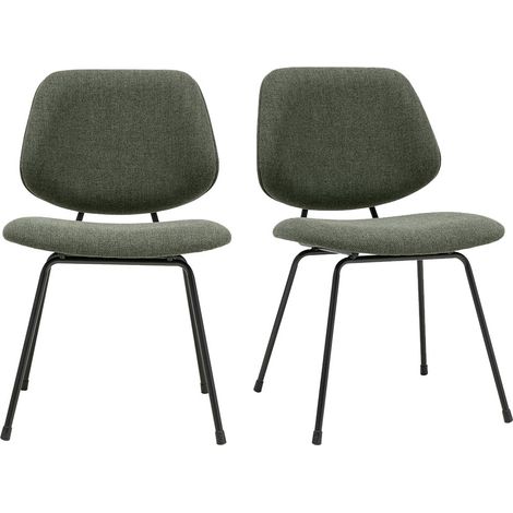 Sedie design in tessuto verde kaki e metallo nero (lotto di 2) BARNET (1/5)
