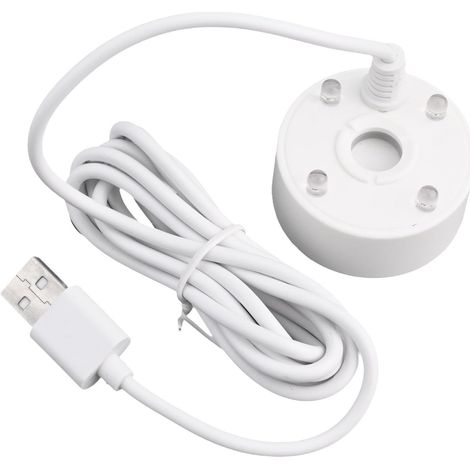 Brumisateur USB 5 V : brumisateur d'étang avec LED changeant de couleur pour fontaine, rocaille, étang, Halloween (blanc)