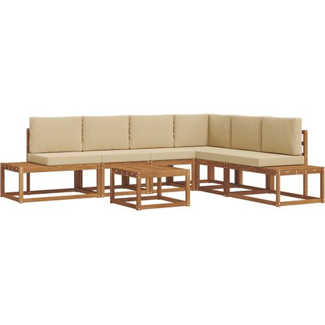 Outdoor-Sofagarnitur mit Kissen 7 Stück Natur und Beige vidaXL