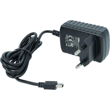 vhbw Mini-USB Ladegerät 1,0 A / 5V kompatibel mit Mitac Mio A710, A702, A501, A201, A701, A700 Smartphone, Tablet, MP3-Player, usw. Schwarz