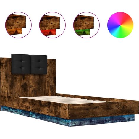 Maison Exclusive - Estructura de cama cabecero luces LED roble ah