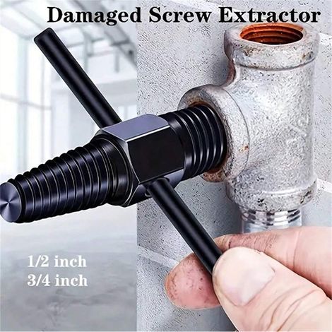 Outil multifonction (1/2, 3/4 pouces) : extracteur de vis pour valve de robinet, outil de démontage de boulons endommagés (1/4)