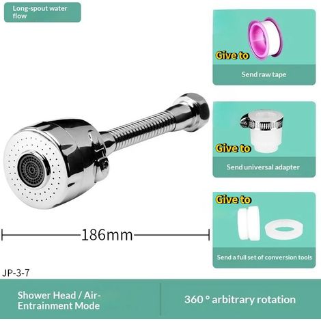 (B) Robinet de cuisine avec pommeau de douche anti-éclaboussures, aérateur pressurisé économe en eau, robinet pour lave-vaisselle, aérateur rotatif universel (1/5)