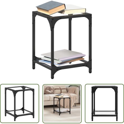 The Living Store Couchtisch mit Glasplatte Transparent 30x30x40 cm Stahl - Couchtisch - Wohnzimmertisch - Glastisch - Holztisch - Esszimmertisch (1/5)