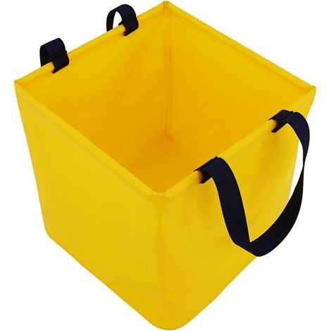 Secchio pieghevole - Secchio portatile per esterni - Secchio quadrato pieghevole da 25 litri - Adatto per pesca, spiaggia, campeggio e lavaggio auto - Giallo (1/5)