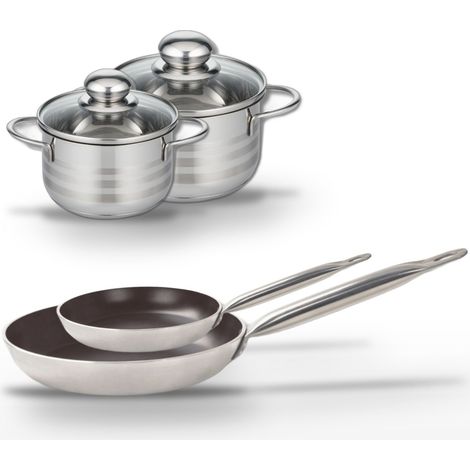 Lot 2 Poêles 24/32 cm & 2 Faitouts 14/16 cm Elo Bistro Line (1/5)