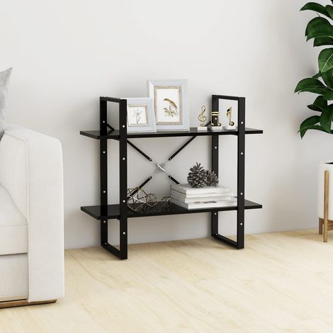 Bibliothèque à 2 niveaux, Étagère de Rangement, Meuble pour Dossier, Armoire de Rangement Noir 80x30x70 cm Aggloméré AXZ59061 (1/5)