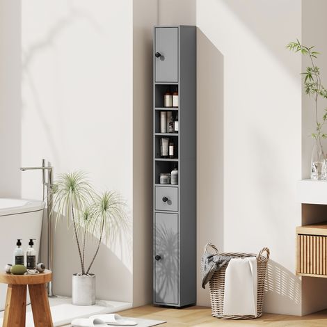 Armoire salle bain 4 étagères tiroir carton en carton design mince - Couleur: Gris