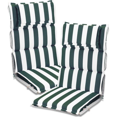 Aoodor High Back Patio Chair Cushions with Headrest, Set of 2 Flanged Outdoor Seat Cushions for Rocking Chairs, Adirondack & Dining Chairs, 120x52x6 cm-green