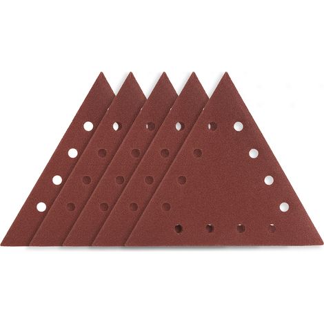 Carta vetrata K80 con velcro, triangolare con 12 fori, 5 pezzi per levigatrice 59G264 (1/2)