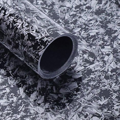 Covering Carbone Forgé Argent Brillant Gravier 30 x 150cm, Covering Voiture Adhésif avec Technologie de Libération d'air, Film Protection Intérieure et Extérieure pour Voitures, Motos et Vélos (1/5)