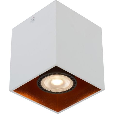 Spot plafond Lucide Bodibis carré GU10 50W blanc/or (1/2)