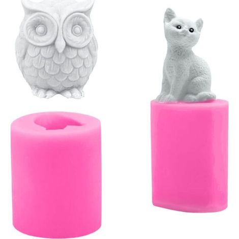 Moule Silicone Savon 2 Pièces - Forme de Hibou 3D pour Bougies et Bricolage - Chouette Moules