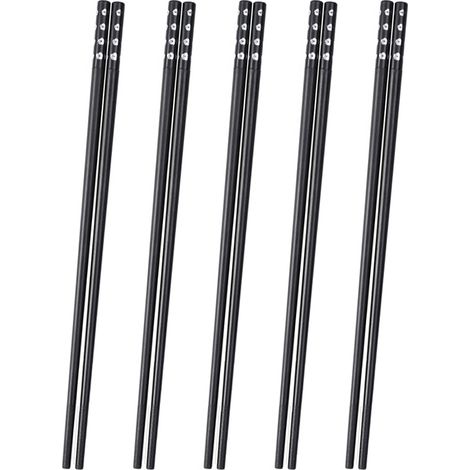 Baguettes réutilisables, lot de 5 paires de baguettes en fibre de verre, baguettes chinoises, antidérapantes, faciles à utiliser (1/5)