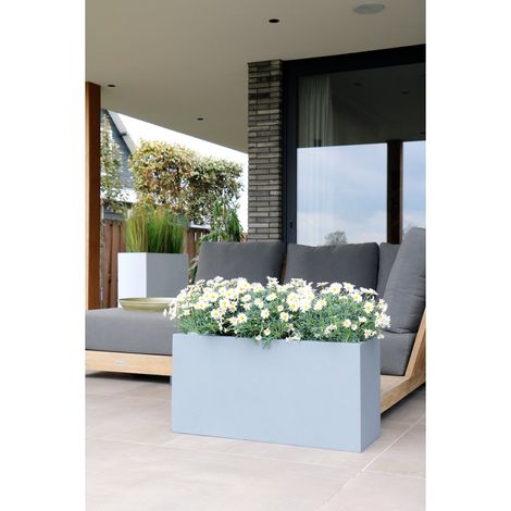 Jardinière Rectangulaire Indiana en Fiberstone Gris - Bac à Fleurs Séparateur d'Espace - PANGIVO (1/3)