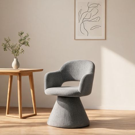 Fauteuil de salle à manger pivotant gris design sculptural 60 x (1/5)