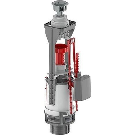 Kit mécanisme de chasse d'eau a bouton poussoir - ROUSSEAU - Certifié NF - Réglable - Compatible double débit - Finition chr (1/2)