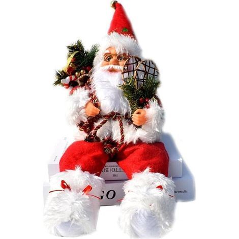 Weihnachtsfensterdekoration Sitzender Weihnachtsmann 57cm Weihnachtsmann-Dekorationsfigur für Innen- und Außenbereich, Rot (1/5)