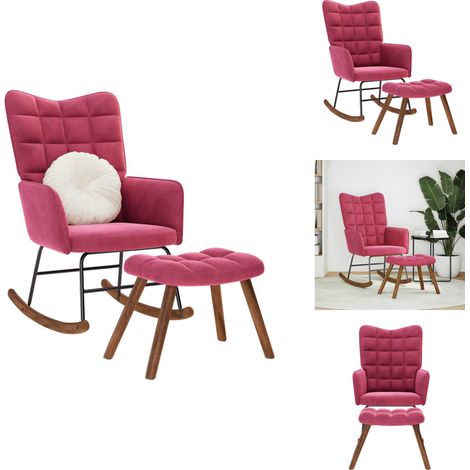 Chaise à bascule avec repose-pied rouge bordeaux velours - Fauteuil À Bascule Avec Tabouret - Fauteuils À Bascule Avec Tabourets - Fauteuil À Bascule - Chaise (1/5)