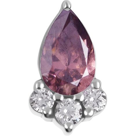 Tapa a presión con circonitas rosas y blancas - CoCr NF - plata - PI-061 (1/2)