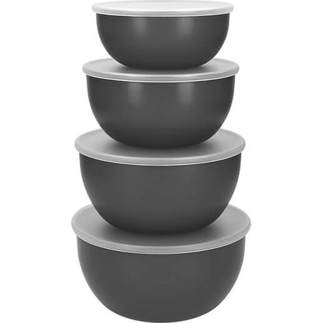 KitchenAid 4 Piece Meal Prep Bowls Set with Lids Charcoal Grey