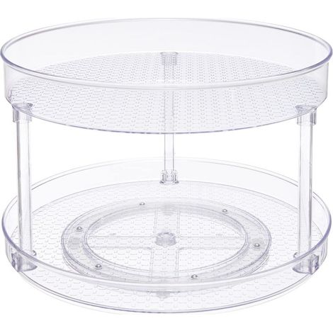 Lot de 2 plateaux de rangement tournants, transparent, 22,9 cm (1/4)