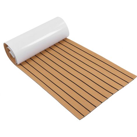 Revêtement de sol bateau EVA mousse antidérapant pont yacht camping-car tapis 240x60cm autocollant (Noir Or) (1/5)
