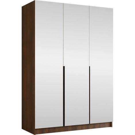 Armario Closico Decoron III, Nogal + Negro, 215x150x58cm, Puertas de armario: Con bisagras, Número de estantes: 0