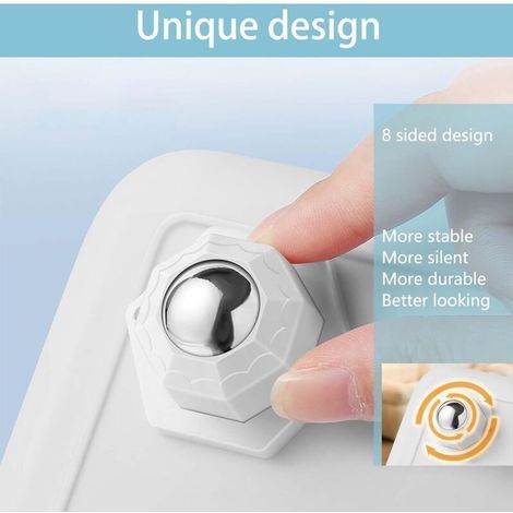 Basetbl – Set di 4 ruote con cuscinetti a sfera bianche, portata 200 kg – Girevoli a 360° autoadesive – Per mobili pesanti in cucina e soggiorno (1/4)