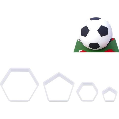 Lot de 4 emporte-pièces hexagonaux avec Motif de Football, pour Fondant, Coupe du Monde de Football, Outils de décoration de gâteaux et Desserts (1/5)