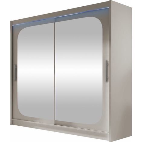 Armario Closico Pallor VIII, Cachemira, 215x180x58cm, Puertas de armario: Correderas, Número de estantes: 5, LED