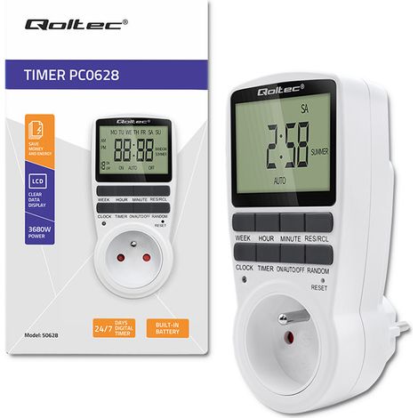 Qoltec Elektronischer Timer PC0628 3680 W 16 A LCD (1/5)
