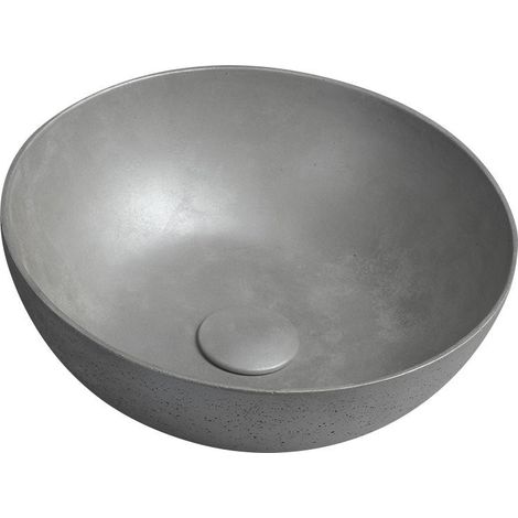 Vasque à poser FORMIGO en béton, diamètre 39 cm, argent mat (1/5)