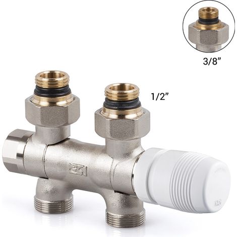 "GRUPPO VALVOLA TERMOSTATIZZABILE E DETENTORE PER MONO/BITUBO RAME E MULTISTRATO 1/2"""" - 24x19"