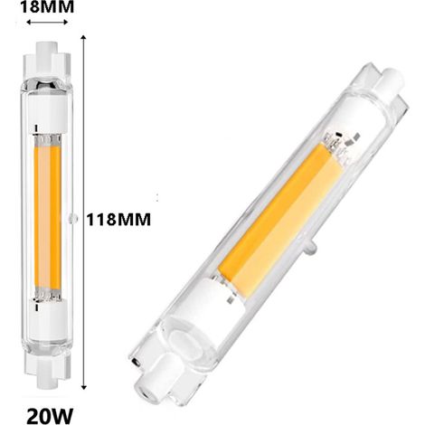 Gradation à haut degré sans stroboscope R7S lampe enfichable horizontale lampe à double culot LED tube-118mm, 220V, lumière blanche chaude, 2pcs (1/4)