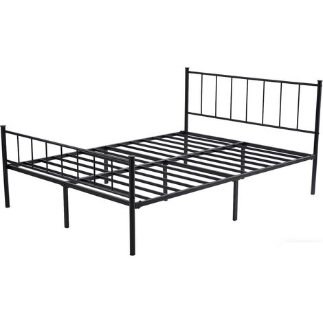 Metal Bed Frame w/Headboard, Footboard, Metal Slatted & Underbed Storage Space FINN KING
