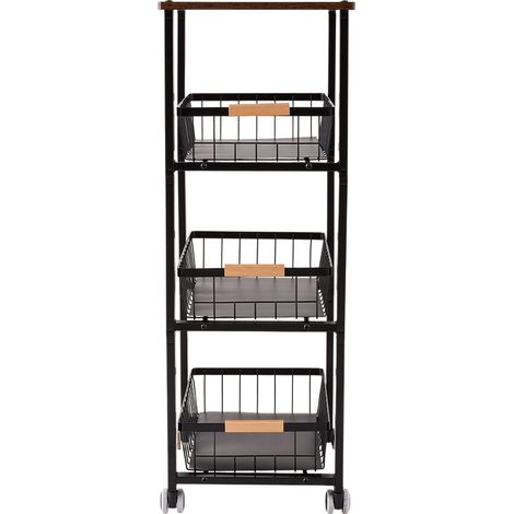 Black 4-layer Stackable Kitchen Storage Rack 39cm W x 28cm D x 82cm H (1/5)
