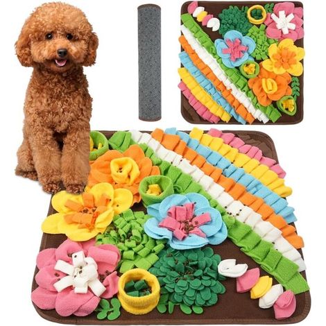 Tapis à renifler pour Chien, 50 50CM Tapis de Fouille Alimentation Lente Reniflant Formation d’Animaux Lavable en Machine Pliable pour Lapin, Chat, Chien (Brun) (1/5)