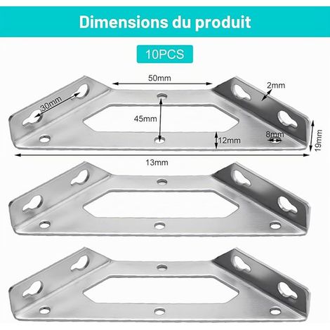 Stainless Steel Corner Connector Triangular Bracket for Wooden Shelf, Cabinet, Chair, Table, Door, Furniture (1/3)