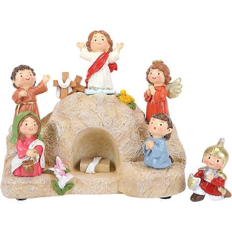 Ensemble de décorations de la Résurrection pour enfants avec figurines en résine colorées et LED (1/5)