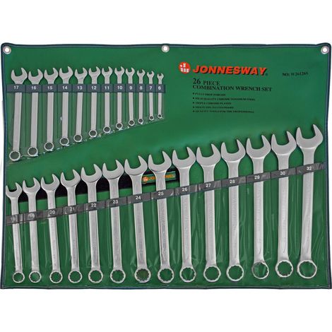 Jonnesway Premium Tools W26126S - Juego de llaves combinadas (26 piezas, 6-32 mm)