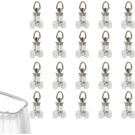 20 Pièces Rouleau pour Rail de Rideau, Poulie Rideau Rail Curtain Track Rollers, Roulette Rideau Pergola, Adaptées à Rails de Rideaux des Salons, Chambres, Bureaux et Salles de Bain (1/5)