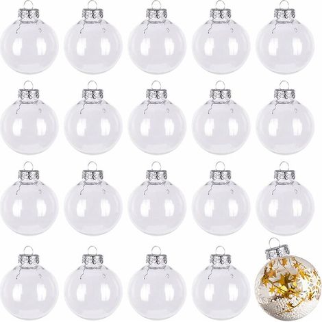 20PCS Boule Transparente Plastique Noël 6cm Boules de Sapin de Noël Bricolage Remplissables en Plastique Boules de Sapin de Noël Bricolage Boule Transparente À Remplir (1/5)