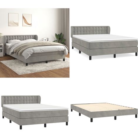 Boxspringbett mit Matratze Hellgrau 140x200 cm Samt - Samtbett - Boxspringbett - Doppelbett - Bettenrahmen - Hochwertiges Bett - Home & Living (1/5)