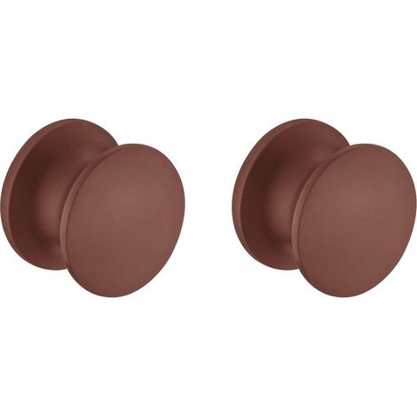 2x bouton poussoir 23mm plastique pour serrure espagnolette à appliquer push-lock, marron (1/2)