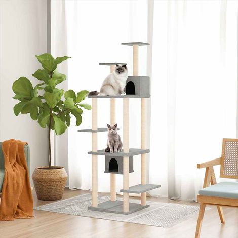vidaXL Rascador para gatos con postes de sisal gris claro 176 cm (1/5)