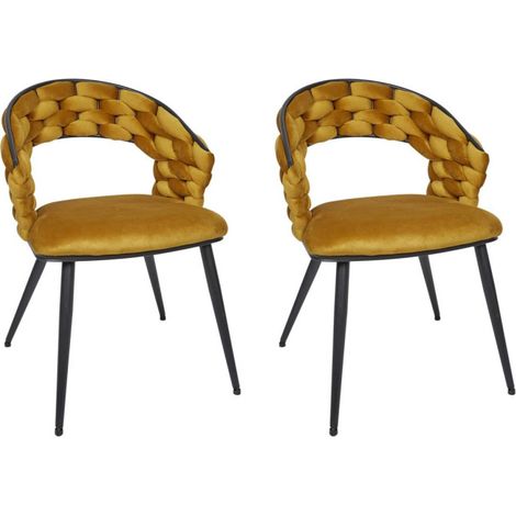 Lot de 2 Chaises Design "Salyer" 82cm Jaune Moutarde (1/5)