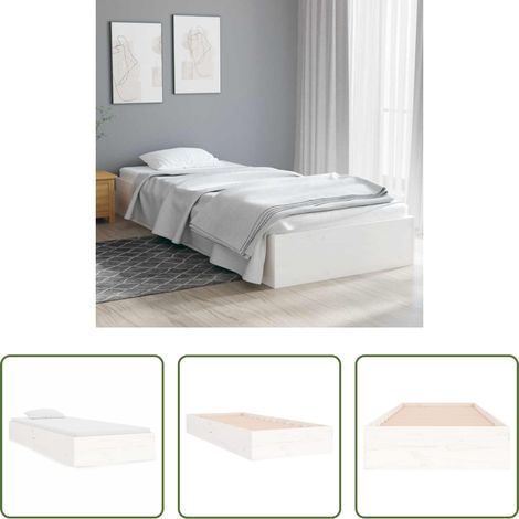 vidaXL Kiefernholzbett -  Massivholzbett ohne Matratze Weiß 75x190 cm
