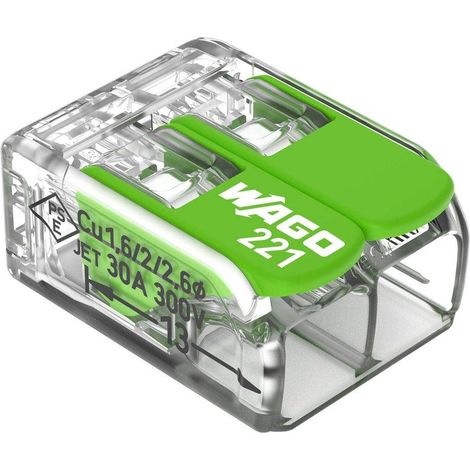 Borne de connexion 221 gamme verte à levier souple et rigide - 6 mm² - Wago